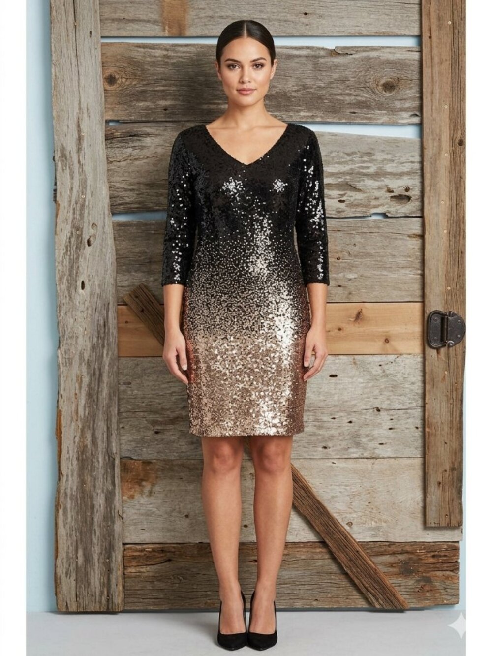 BB Dakota Size Med Black to Pink Ombre Sequin Party Dress